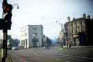 View: w02699 Junction of (centre) Cemetery Road, London Road and the bottom of The Moor showing (left) the new and (right) the old Barclays Bank