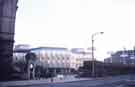 View: w02933 Town Hall extension from Pinstone Street showing (left) entrance to the public conveniences (centre) Peace Gardens and (right) Pinstone street bus shelters