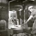 British Steel Corporation, Special Steels Division, forging a Nimonic alloy gas turbine disc on a heavy drop stamp unit