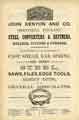 View: y10420 Advertisement for John Kenyon and Co., steel converters and refiners, general merchants, 