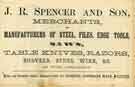 View: y10423 Advertisement for John R. Spencer and Son, Albion Steel Works, Pea Croft (later known as Solly Street) 