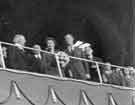 View: y11183 Visit of Queen Elizabeth and HRH the Duke of Edinburgh to Hillsborough football ground to see the children's display during their visit of 27th October 1954.