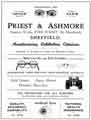 View: y11745 Advertisement for Priest and Ashmore, manufacturing ophthalmic opticians, Newton Works, Eyre Street