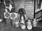 View: y11768 School meals; washed containers airing before being returned to a cooking centre