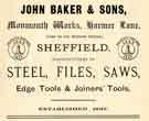 View: y11980 Advertisement for John Baker and Sons, manufacturers of steel, files, saws, edge and joiners' tools, Monmouth Works, Harmer Lane