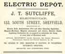 View: y11997 Advertisement for J. T. Sutcliffe, electrician, No.153 South Street, Sheffield Moor