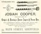 View: y12009 Advertisement for Josiah Cooper, augers and screw bits manufacturers, No. 53 Bath Street