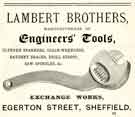 View: y12010 Advertisement for Lambert Brothers, manufacturers of engineers tools, Exchange Works, Egerton Street