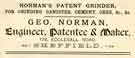 View: y12014 Advertisement for Geo. Norman, engineer, patentee and maker, No.178 Ecclesall Road