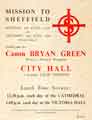 View: y12603 Flyer for Mission to Sheffield held Monday 4th June to Thursday 14th June 1956. Services conducted by Canon Bryan Green at City Hall, Victoria Hall and the Cathedral