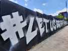 View: a05396 Black Lives Matter mural 'Let Us Breathe' by street artists Trik09, Marcus Method, Stoglife and Marco, Netherthorpe