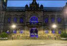 View: a05474 Sheffield Town Hall lit up in blue to celebrate the 72nd birthday of the National Health Service (NHS)