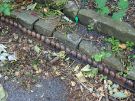 View: a05566 Decorative old salt glaze edging in garden of No. 230 Ecclesall Road