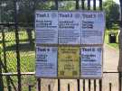 View: a05876 Covid-19 pandemic: Posters from the National Education Union / TUC calling for 5 tests to be met before schools were reopened, Meersbrook Park