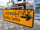 View: a05912 Covid-19 pandemic: Sharrow Local Testing Centre sign, London Road (junction with Alderson Road)