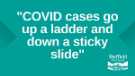 View: a06265 Covid-19 pandemic: Sheffield City Council graphic - COVID cases go up a ladder and down a sticky slide