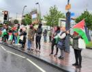 View: a06814 Protestors against Israeli airstrikes on Gaza, Sheaf Street