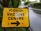 View: a06818 Covid-19 pandemic: sign for Covid Vaccine Centre, Dore Road, Dore