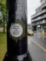 View: a06821 Sticker on a Sheffield lamp post: Trans Rights are Human Rights