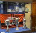 Sheffield Steelers ice hockey team Grand Slam trophies on display, Town Hall, Pinstone Street