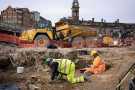 Archaeologists from Wessex Archaelogy working on the Sheffield Castle site prior to it being transformed into Castle Hill Park