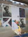 Defaced posters in support of Gaza, on a bus stop on Pinstone Street, Sheffield