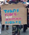 Demonstration against Posie Parker (a gender-critical and anti–transgender rights activist) at a ‘Let Women Speak’ rally, Barkers Pool