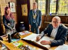 Visit of Oberbürgermeister Thomas Eiskirch, Thomas Wollinger (1st right) and Jagoda Josch (1st left) from Bochum, Germany pictured in the Town Hall, Pinstone Street with (centre) Sheffield Lord Mayor, Councillor Colin Ross