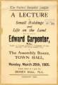 Advertising flier for a lecture by Edward Carpenter on Small Holdings and Life on the Land for the Oxford Socialist League