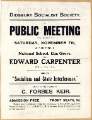 Advertising flier for a lecture by Edward Carpenter on Socialism and State Interference for the Didsbury Socialist Society, 7 Nov [1903 or 1908]