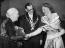 John Henry Bingham, Lord Mayor of Sheffield, 1954-1955: unidentified event showing (left) Lady Mayoress, Mrs Bingham