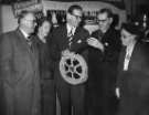 Visit of Her Majesty the Queen [Elizabeth II] and HRH Duke of Edinburgh. Preview of the royal visit film, Gaumont Theatre, Barkers Pool