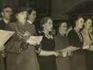 Lady Mayoress, Mrs Marshall with carol singers, Town Hall, Pinstone Street