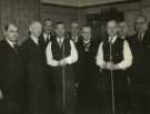 Lord Mayor, Councillor Samuel Hartley Marshall JP attending a billiards and snooker exhibition, Wharncliffe Hotel, No. 127 Bevercotes Road, Firth Park