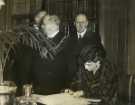 Princess Marina (1906-1968), the Duchess of Kent signing the visitors book, Town Hall, Pinstone Street showing (2nd left) Lord Mayor, Councillor Samuel Hartley Marshall JP