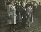 Lt.-Col. J.M. de Lagatinerie, leader of the Free French Army, the Lord Mayor, Councillor Samuel Hartley Marshall JP and Lady Mayoress, Mrs Marshall take the salute in a march past at the City Hall, Barkers Pool of the Friends of the French Volunteers