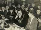 Bevin Boys having tea with the Lord Mayor, Councillor Samuel Hartley Marshall JP and Lady Mayoress, Mrs Marshall, Birley East Mining Training Centre, Woodhouse