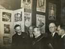 Lord Mayor, Councillor Samuel Hartley Marshall JP (3rd left) at the 'Bombed Churches' exhibition in the Nether Congregational Chapel, Norfolk Street by pupils of the Sheffield College of Arts and Crafts