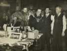 Lord Mayor, Councillor Samuel Hartley Marshall JP (3rd right) admiring Lord Sam, a greyhound at the Sheffield Stadium Club, Owlerton