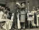 Lady Mayoress, Mrs Marshall crowning Stella Savage as Darnall Sunday School Queen at the Whitsuntide 'sing', High Hazels Park