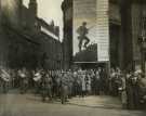 The Lord Mayor, Councillor Samuel Hartley Marshall JP and Lady Mayoress, Mrs Marshall with Alderman Luther F. Milner, vice chair of the Sheffield Savings Committee, outside The Star' offices, High Street during 'Salute the Soldier Week'