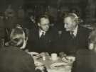 Lord Mayor, Councillor Samuel Hartley Marshall JP eating lunch with Mr John J. Stubbs, a well known artificial limb maker, British Restaurant in the City Hall, Barkers Pool