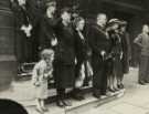 Lord Mayor, Councillor Samuel Hartley Marshall JP and Lady Mayoress, Mrs Marshall reviewing a parade by the Girls Life Brigade outside the Town Hall, Pinstone Street