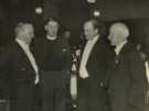 Group at the Abbeydale Dinner showing (2nd left) Rev. Kenneth Fox, (2nd right) Sir Geoffrey Ellis [Sir Robert Geoffrey Ellis (1874-1956), MP for Ecclesall, and (1st right) Mr H. Tuck