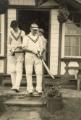 Sheffield Collegiate cricket club tour, showing W. R. Maddocks and J. D. King going out to bat against Lincoln Lindum cricket club