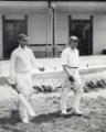 Sheffield Collegiate cricket club tour of Devon at [Plymouth cricket club], Mount Wise showing Peter Shuse and R. H. G. Carr going out to bat