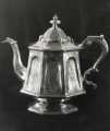 Tea pot, E. Leclere, electro plate manufacturer, No. 56 Howard Street