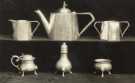 Tea service, E. Leclere, electro plate manufacturer, No. 56 Howard Street 