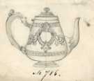 Sketch of a coffee pot design (No. 786), E. Leclere, electro plate manufacturer, No. 56 Howard Street 