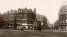 View: p01460 Barkers Pool, Fargate and the Queen Victoria Memorial from Town Hall Square showing (left) J. Lyons and Co. Ltd., dining and tea rooms, No. 87 Fargate and (right) Wilson Peck, Beethoven House, Nos. 66 - 70 Leopold Street